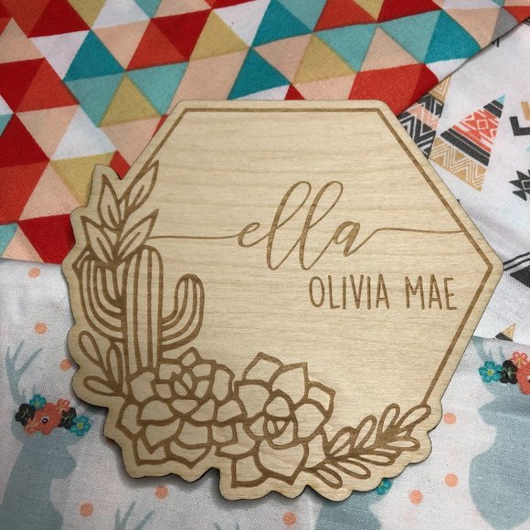 Custom Baby Name Cactus Succulent Theme Photo Prop - Picture 4 of 4